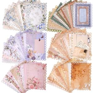 60 Sheets Vintage Lace Edged Scrapbook Paper Set  6-Pack Assorted Retro Stationery for Letters, Scrapbooking, Journals, Collages, and DIY Crafts (4.9x6.9 Inches)