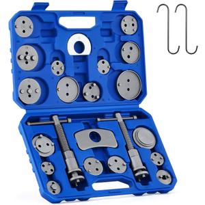 Orion Motor Tech 24pc Brake Caliper Compression Tool Set, Heavy Duty Brake Piston Compressor Tool and Wind Back Tool Kit for Brake Pad Replacement, Universal Disc Brake Caliper Tool Set with Blue Case