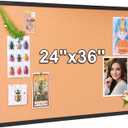24x36 Inch Cork Bulletin Board for Wall with Black Wood Frame | Modern Pin Board for Office & Home | Includes 20 Push Pins & Mounting Hardware