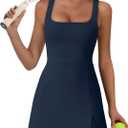 OFEEFAN Athletic Dress for Women Mini U Neck Sleeveless Built in Shorts with Pockets Tennis Golf Graduation (Small)
