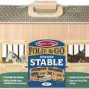 Melissa & Doug Fold and Go Wooden Horse Stable Dollhouse with Handle and Toy Horses (11 pcs)