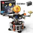 Solar System Building Set with Light, Rotatable STEM Educational Toys with 8 Planets, Electric Manual Mode Spinning Space Toys for Astronomy Learning, Gift for Boys Girls Age 6-12(1282pcs)