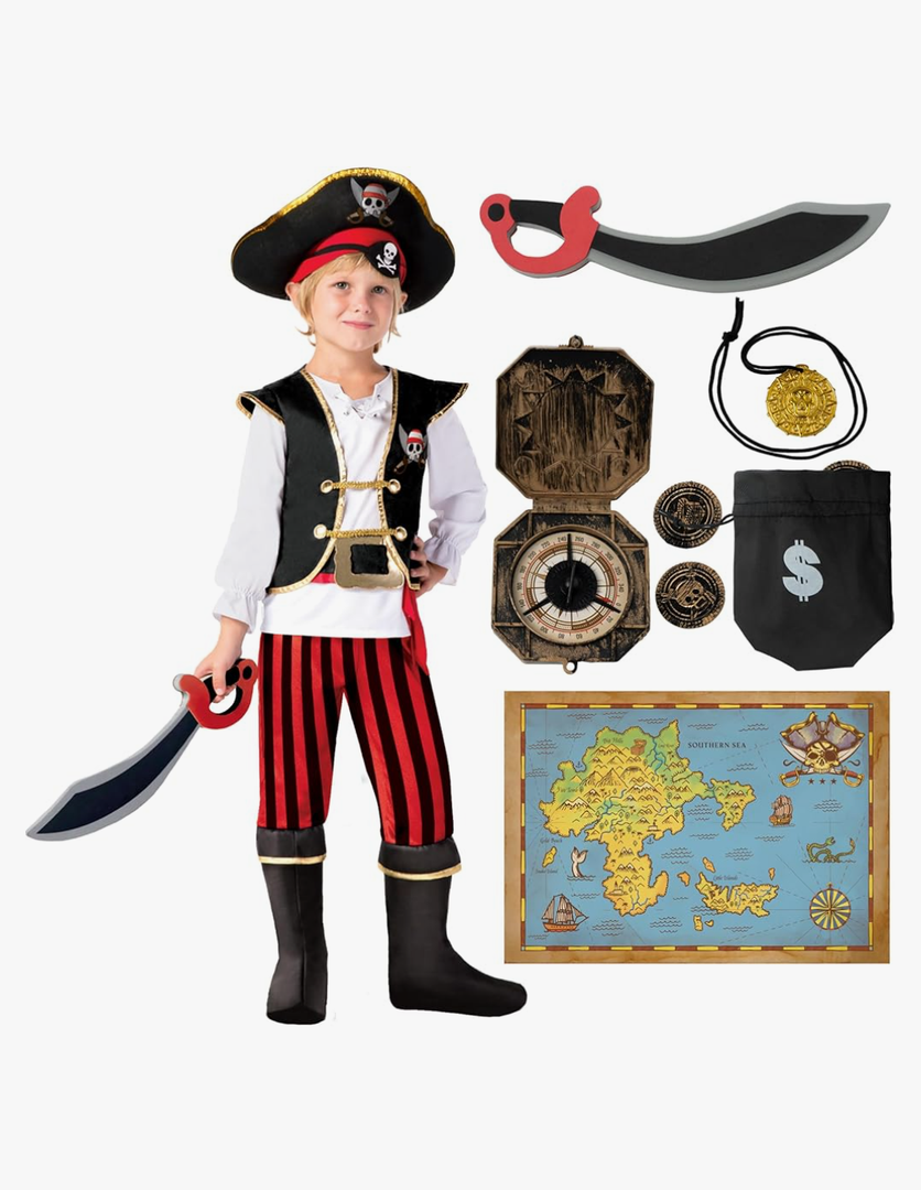 Spooktacular Creations Pirate Costume for Kids, Boys Pirate Outfit Set for Toddler Halloween Pretend Roleplay Themed Party
(3T)
