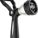 FANHAO Heavy Duty Fireman's Hose Nozzle, Metal Water Nozzle with 8 Spray PatternsHigh Pressure Garden Hose Sprayer with Lever Control and Non-Slip Grip to Water Lawns & Plants, Wash Cars & Clean