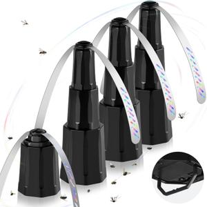 Fly Fans for Tables, Bug Fans with Holographic Blades, Battery Operated Fly Repellent Fan, Keep Flies Away from Picnic, BBQ, Restaurant, Party, Indoor and Outdoor, 4 Pack (Brilliant Black)