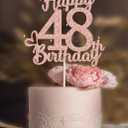 48 Birthday Cake Toppers-Rose Gold Glitter, Happy 48th Cake Topper for Men,48 Cake Topper For Women, 48th birthday decorations,48th Birthday Cake Topper Forty eight