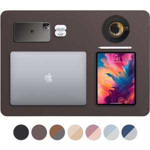 Vine Creations Leather Desk Mat 24" x 17", Desk Protector Mat, PU Leather Desk Pad, Small Desk Pad Mat, Desk Blotter, Desk Pads on Top of Desks, Desk Mat for Home or Office (Dark Brown)
