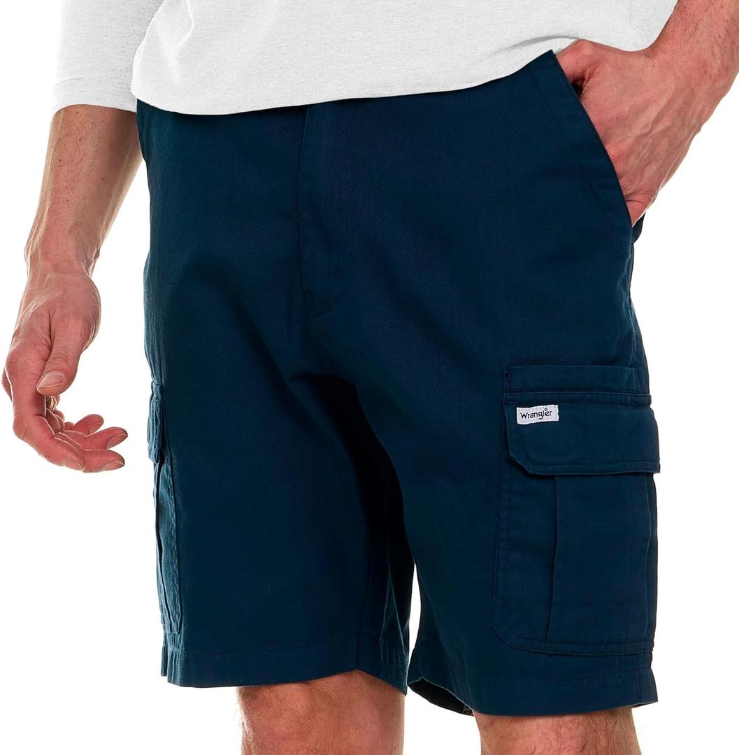 Wrangler Cargo Shorts for Men Big and Tall - Stretch Twill Casual Shorts (1X, Navy)