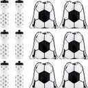 Talltalk 12 Pcs Soccer Party Favors 24 oz Soccer Water Bottle Gift for Team with Drawstring Bag Tumbler Cup Sports Themed Accessories for Events Gift Supplies