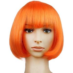 BinaryABC Halloween Bob Wigs,Cosplay Wigs,for Halloween Costume Dress up Party Decorations Supplies (Orange)