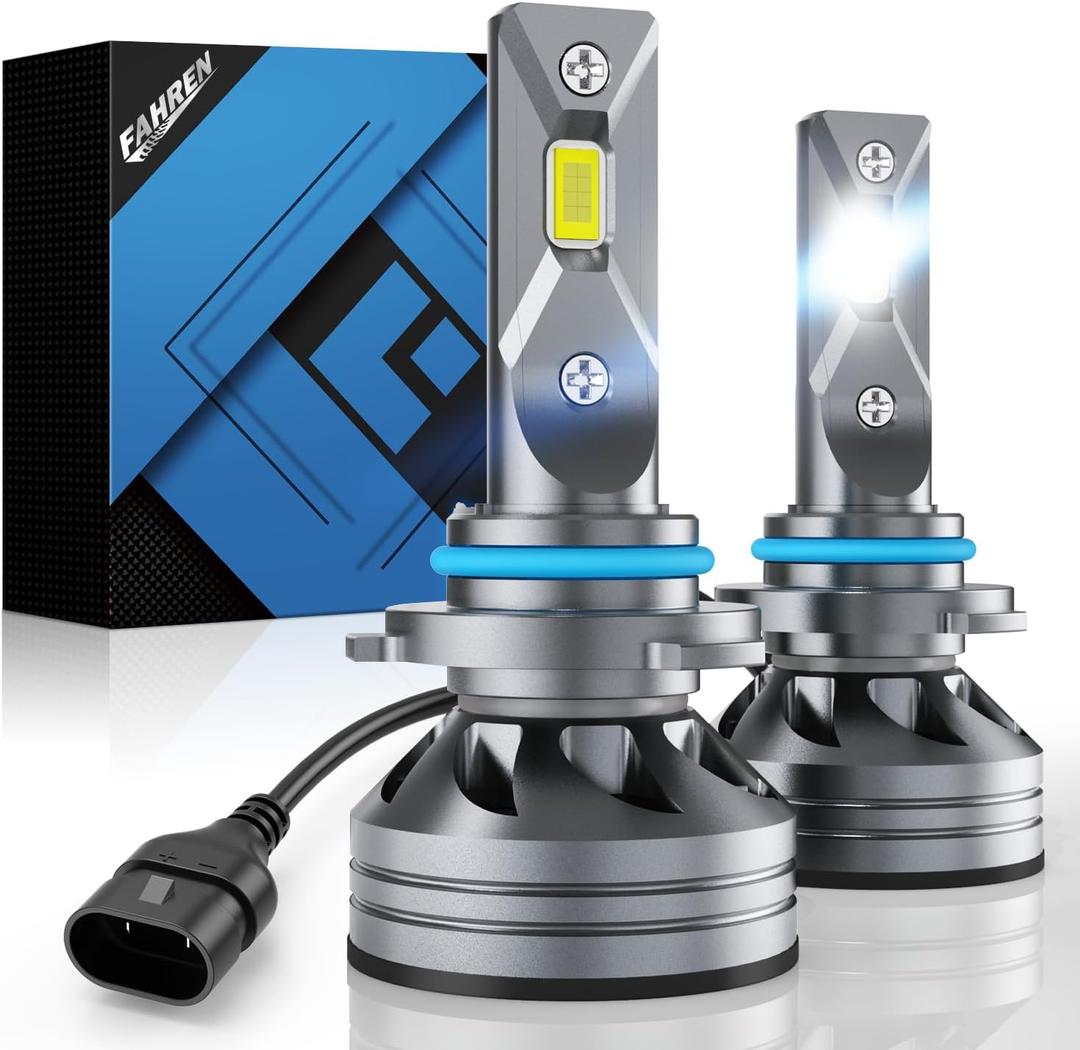 Upgraded HB3/9005 Light Bulb, 50,000 LM Super Bright 6500K, 7 Years Long Service Life with Cooling Fan, Real 1:1 Size 9005 Fog Lights, CANbus-Ready Plug and Play, lP68 Waterproof, Pack of 2