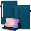 Retro Shockproof Case for Samsung Galaxy Tab S11 (SM-X730/SM-X736B) 11.0" - PU Leather & TPU Hybrid Protective Cover with Anti-Slip Grip Strap, Card Slots & Kickstand -Peacock Blue
