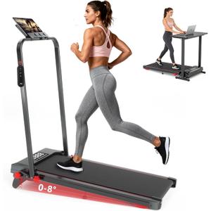 Walking Pad Treadmill with Incline and Handle Bar, 7.5MPH Under Desk Foldable Treadmill for Home Office with Remote Control