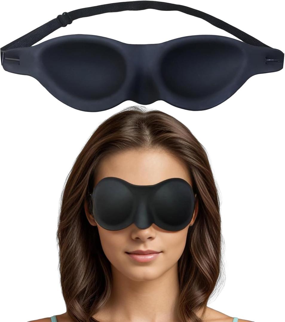 Moisture Chamber Glasses for Dry Eyes - Vowleike Soft Silicone Sleep Goggles, Reusable Comfortable & Lightweight Sleep Mask, CPAP Compatible, Elastic and Stretchable Strap (Black)