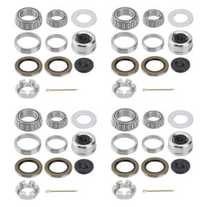 4 Sets 25580 14125A Boat Trailer Axles Bearing Kits, Grease Seals,Spindle Nuts, 2.72" Dust Caps and Rubber Plugs, Cotter Pins, Washers for 5200-7000 lb.Tandem Axles #D42 Spindle