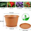Large-Planter-Indoor-Outdoor Plant Pots, 14 inch 4 Pack Plastic Flower Pots with Saucer And Drainage Holes, Modern Garden Planters For Planting Medium Large Plants, Decorative Resin Garden Pots