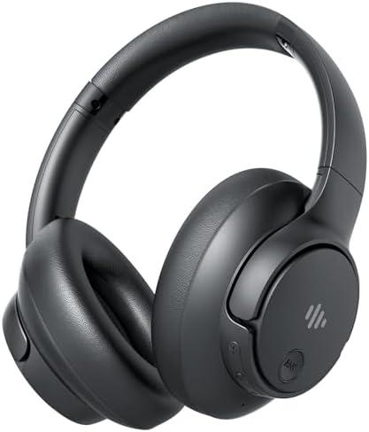 Eduiosma Active Noise Cancelling Headphones, Wireless Over Ear Bluetooth Headphones with Microphone, Transparency Mode, 70H Playtime, Hi-Res Audio, Deep Bass, Bluetooth 5.3, Lightweight Design,Black