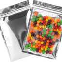 Resealable Mylar Bags | 100 Pcs 5 X 7 Inch | Smell Proof Bag Heat Seal Cute Packaging Foil Food Sealable Small Front Clear Plastic Silver for Storage Candy Beef Jerky Jewerly Product