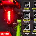 BLITZU USB-C Rechargeable Bike Tail Light 2 Pack, Bright Bicycle Rear Cycling Safety Flashlight Accessories for Night Riding, Cyborg 120T, 4 Light Modes for Adults Kids Men Women Road Mountain