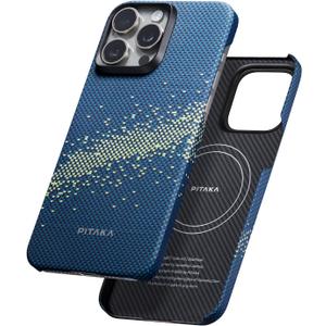 pitaka Case for iPhone 15 Pro Compatible with MagSafe, Slim & Light iPhone 15 Pro Case 6.1-inch with a Case-Less Touch Feeling, 1500D Aramid Fiber Made [StarPeak MagEZ Case 4 - Milky Way Galaxy]