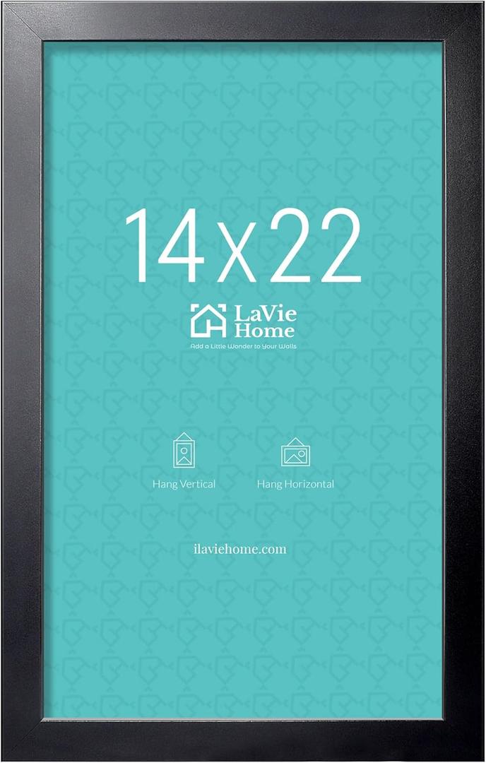 LaVie Home 14x22 Picture Frame Black Poster Frame, Stable and Sturdy Frame and Polished Plexiglass, Horizontal and Vertical Format of The Walls 1 Pack