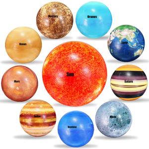 10PCS Solar System Planet Stress Balls,Stress Relief Planets Balls Educational Toys,Anti Stress Solar Educational Balls for Adults,Kids Early Study,Party Game