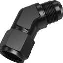 TRUCKMETER 45 Degree 10AN Female to 10AN Male Swivel Flare Union Fitting Adapter, Black Hard Aluminum Hex Anodized Connector, Automotive Accessories Suitable for Vehicle Fuel Oil Line Modification