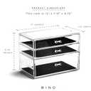 BINO | 3 Drawer Makeup Organizer | Amsterdam Avenue | THE MANHATTAN SERIES | Makeup Drawer Storage | Cosmetic Organizer | Plastic Vanity | Organizer Clear Makeup Organizers And Storage Cases | Acrylic
