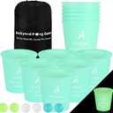 Aivalas Yard Pong Outdoor Games Glow Set in Dark for Adults and Family | Size:7.575inch;Include 12buckets,6balls&carry bag Plastic, absorb sunlight, better glow effect Gift for sand, yard, lawn, snow