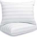 LAVANCE Pillows Queen Size Set of 2 Hotel Collection Pillows 3D Down Alternative Fiber Filling Soft Bed Pillows for Back, Stomach or Side Sleepers-1.2" White Striped, 20"x28"