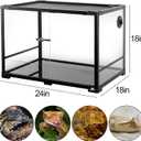 34 Gallon Reptile Tank, Glass Reptiles Terrarium 24" x 18" x 18", Sliding Door, Top Ventilation, Cable Pass, Humidify Hole, Glass Reptile Cage Habitat for Bearded Dragon, Lizard, Snake, Gecko