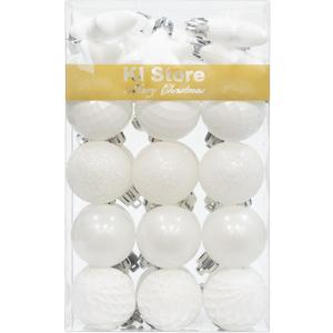 KI Store White Christmas Balls 34pcs 1.57-Inch Small Christmas Tree Decoration Ornaments for Xmas Tree Holiday Wreath Garland Decor Ornaments Hooks Included