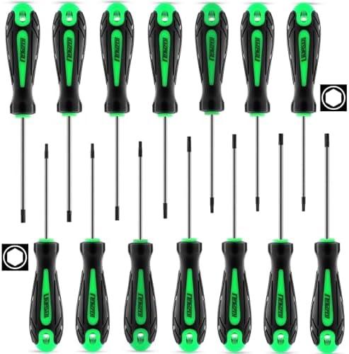 LOZAGU 14pcs Mini Hex Screwdriver Set, Metric(0.9mm-3mm) SAE(0.035"-1/8) Hex Allen Wrench Screwdriver Set, Perfect for RC Cars, Quadcopters and Helicopter Car Models (Green)