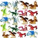 Bedwina Mini Dragon Toy Figures - (Pack of 36) 2 Inch Plastic Rubbery Dragon Figurines in Assorted Colors and Styles - Kids Toys for Birthday Party Favors, Decorations, Cupcake Toppers and Piatas