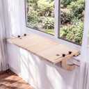 Zhehao Window Plant Shelf 23.6 Inch Window Sill Extender Easy to Install Renter Friendly Shelves for Home Flat Plant Decor (Natural Wood)
