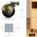 2 Inch Ball Furniture Caster Wheels, Brass Casters Set of 4, Plate Swivel Castor Wheels for Furniture, Kitchen, Cabinet, Table, Max Load Capacity 400 LBS(with Screws)