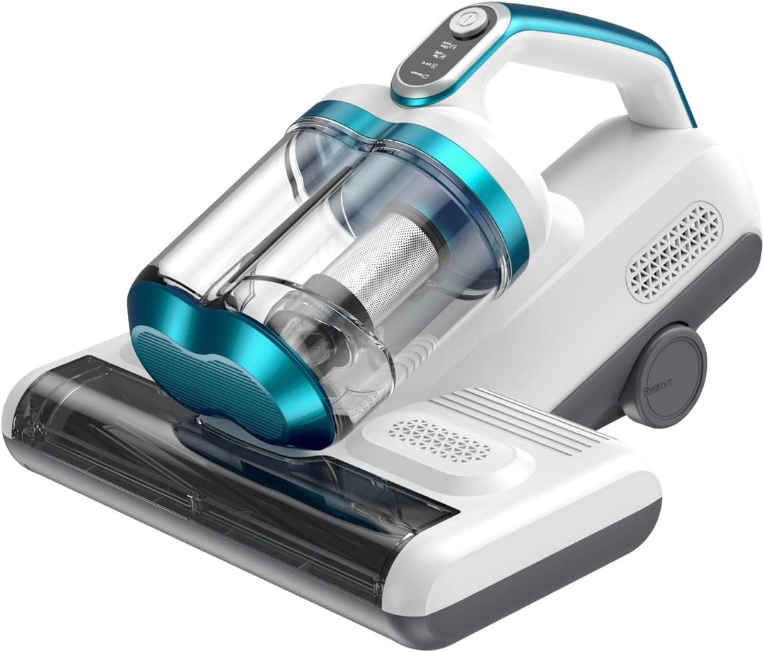 Mattress Vacuum Cleaner Bed Vacuum with 16Kpa Suction 253.7nm UV-C Light, 30000 RPM/Min Dual Brushroll Rotation & Heating Tech & Ultrasonic, 10'' Dual Widened Suction Port, 500W, Corded