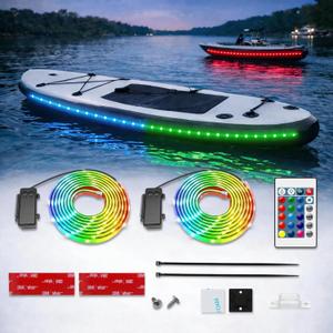 Battery Powered Boat Lights, 2 Pcs 6FT IP68 Submersible RGB Marine LED Strip Lights with Remote, Interior Courtesy Deck Lighting for Kayak SUP Canoe Pontoon, Jon Boat, Bass Boat, Fishing Safety