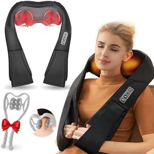 White Elephant Gifts for Adults,Neck Massager,Christmas Gifts for Women Men - Shiatsu Back and Neck Massager,Shoulder Massager Deep Tissue with Heat,Electric 4D Massage Pillow(NOT Cordless)