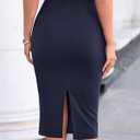 BTFBM Women's Pencil Skirt 2026 Spring Below Knee Bodycon Stretch High Waist Midi Skirts for Business Casual Office Work (Blue, L)