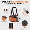 Center Console Dog Car Seat for Small Dogs with Bunny Fleece, Anti-Slip Booster Car Seat with Collar Hook, Triple Protection, Portable Washable, for Pets Up to 13.5lbs (Brown-Orange)