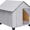 Outdoor Dog House, Elevated Foldable Dog Cave Bed with Removable Plush Mat for Medium Dogs Up to 23.6 Inches Long