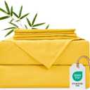 MCO Cooling Queen Sheets Set, Rayon Derived from Bamboo Sheets, Luxury & Silky Bedding Set with 16" Deep Pocket (Queen, Yellow)