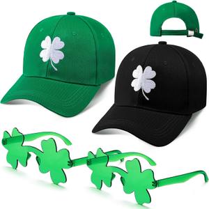St. Patrick's Day Costume Accessories Irish Leprechaun Hat Shamrock Sunglasses Set for Couple Leprechaun Outfit