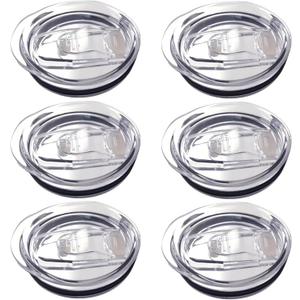 6 Pack 20 Oz Skinny Tumbler Replacement Lids Plastic Splash Covers Tops For 20 Oz Coffee Cup Lids Clear Cup Covers For 2.64 Inch Mouth Tumbler Cooler