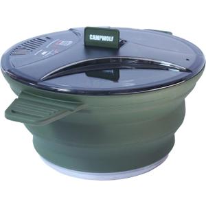 2.5L Collapsible Camping Cook Pot,Portable Cookware for Outdoor Hiking (Dark Green)