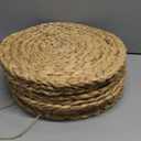 10 Pack, Round Woven Placemats, Natural Water Hyacinth Place mats, Braided Straw Table Mats for Dining Table, Christmas Placemats (13.8 inch)