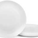 7.5 inch Ribbed Salad Appetizer Plate Set of 6, Opal Glass Round Small White Plates for Dessert, Kitchen, Dishwasher and Microwave Safe