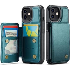 Vinich for iPhone 12/12 Pro Wallet Case with Card Holder, RFID Blocking Credit Slots Kickstand Shockproof Phone Cover Fit for iPhone 12/12 Pro 6.1" Bluish Green