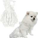 TONY HOBY Dog Party Dress, Dog Sundress with Sparkling White Petals, Pet Dress Clothes for Small Dogs (White, XL)